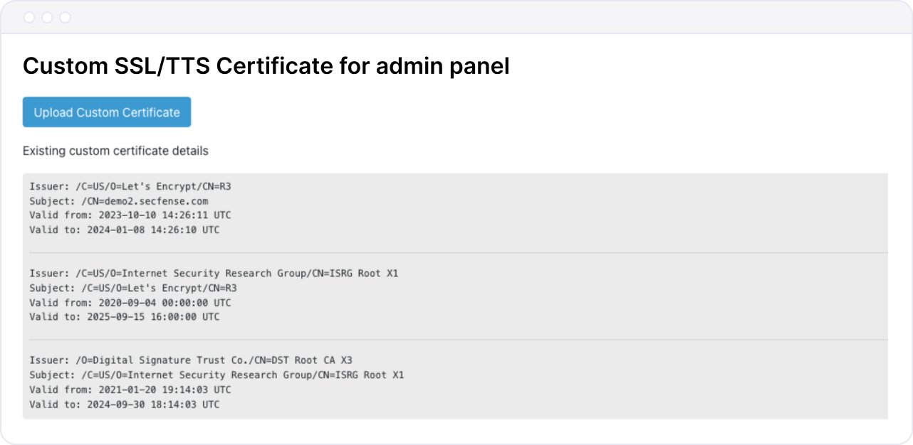 Custom SSL/TLS Certificate