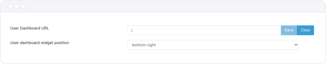 User Dashboard Configuration