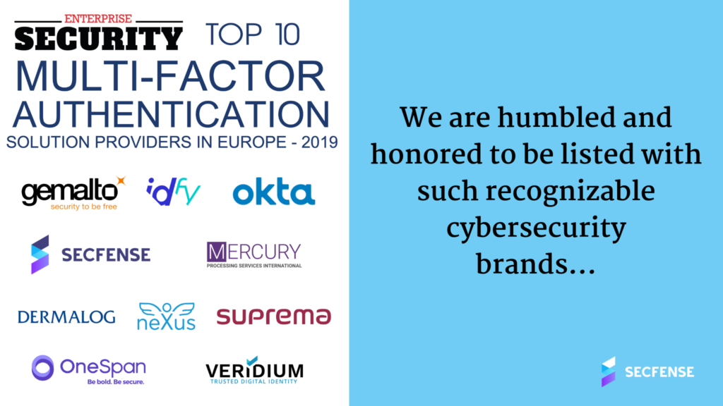 Secfense Recognized as One of the Top 10 Multi Factor Authentication Solution Providers