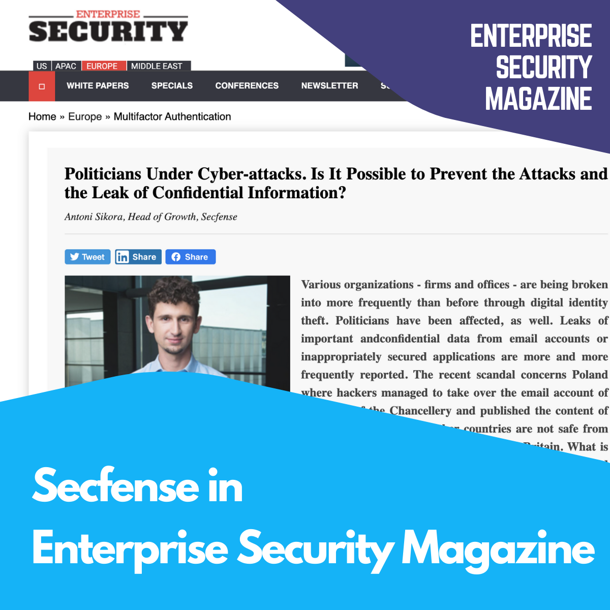 Secfense in Enterprise Security Magazine
