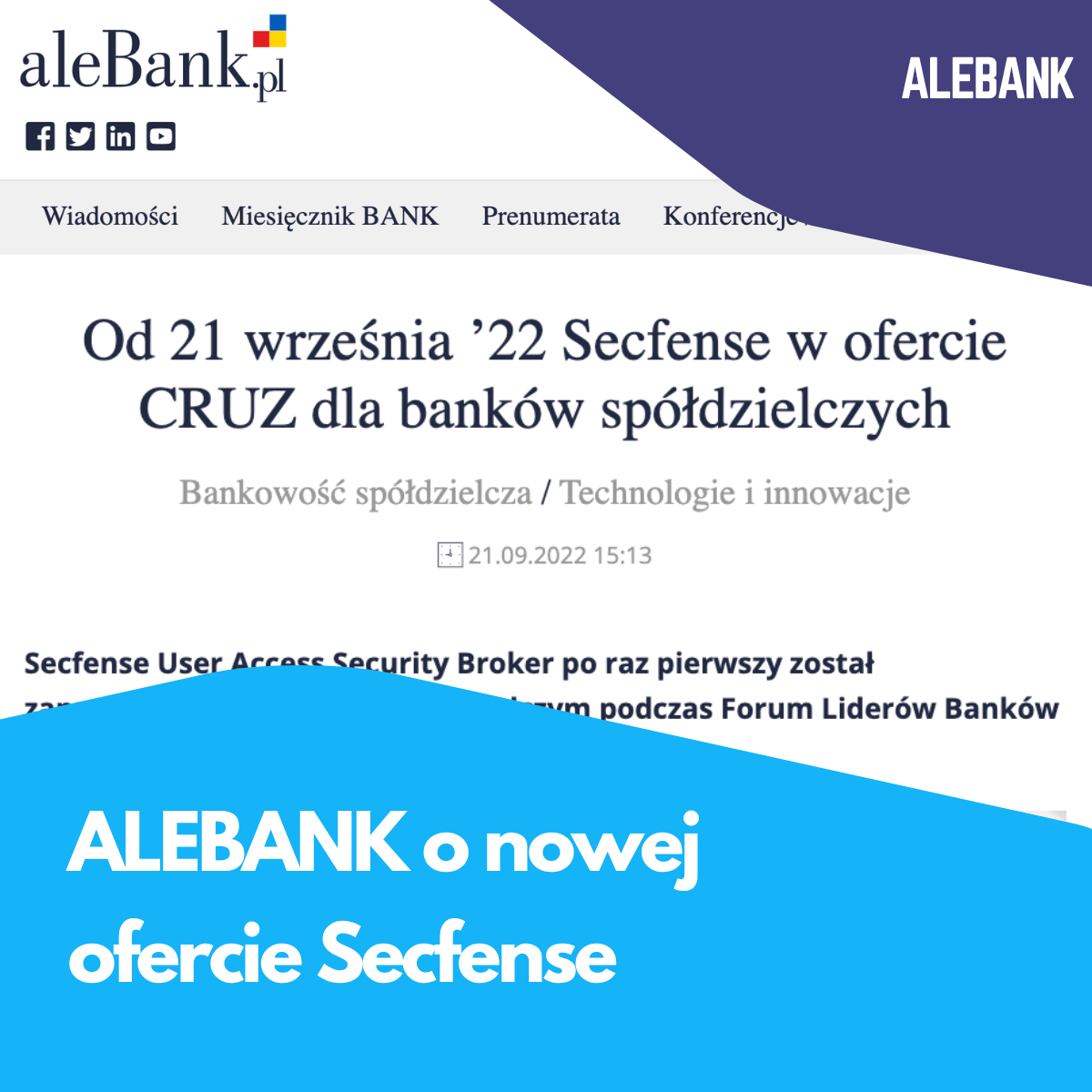 aleBank o nowej ofercie CRUZ i Secfense