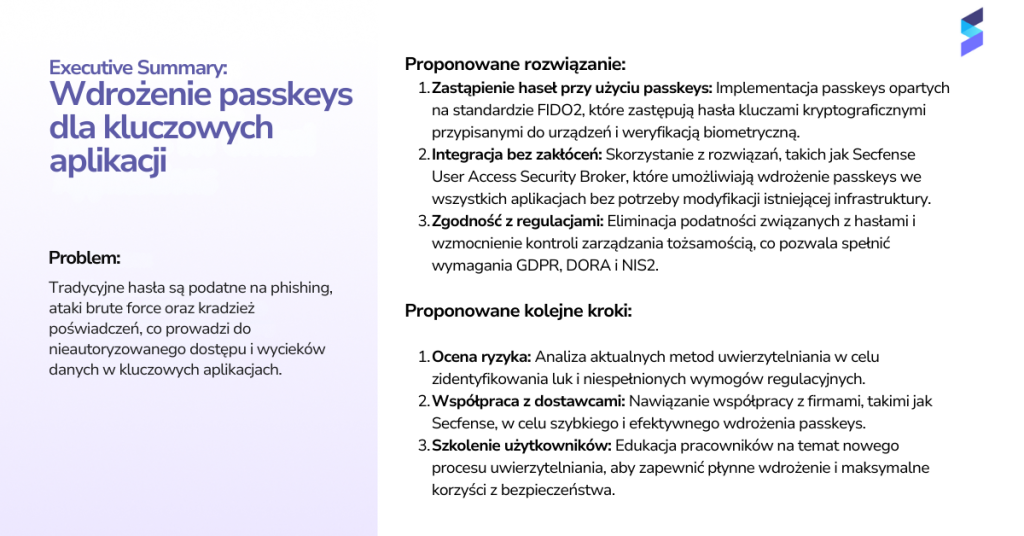 Jak uzasadnic przyjecie passkeys dla krytycznych aplikacji 1