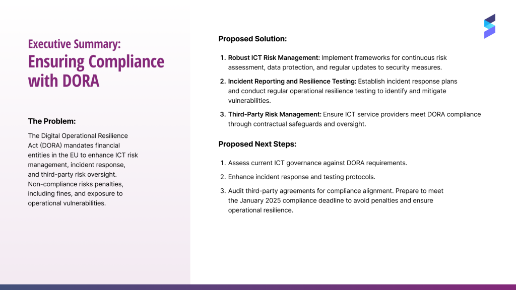 Executive Summary: Ensuring Compliance with DORA