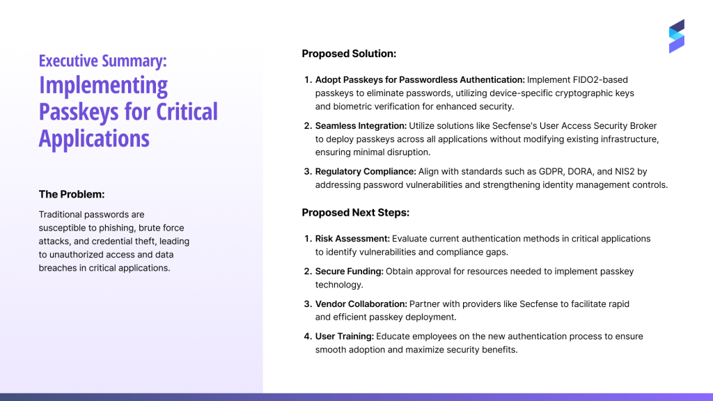 3. How to justify adopting passkeys for critical applications